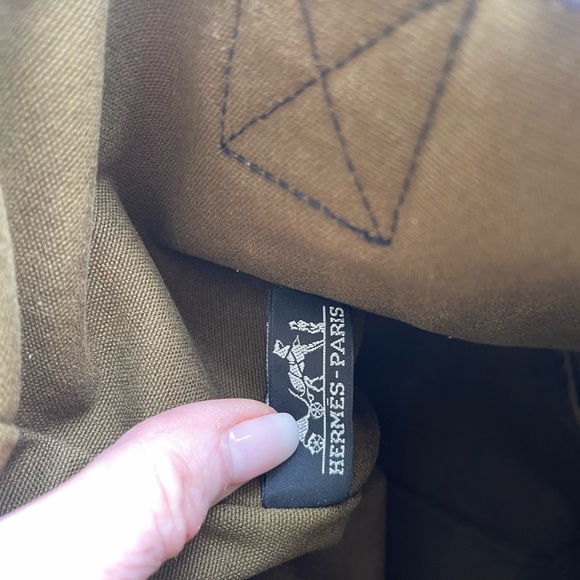 💥VINTAGE HERMES FOURRE TOUT BAG | TOTE BAG COLORS BLACK & ARMY GREEN🧶 - Picture 7 of 10